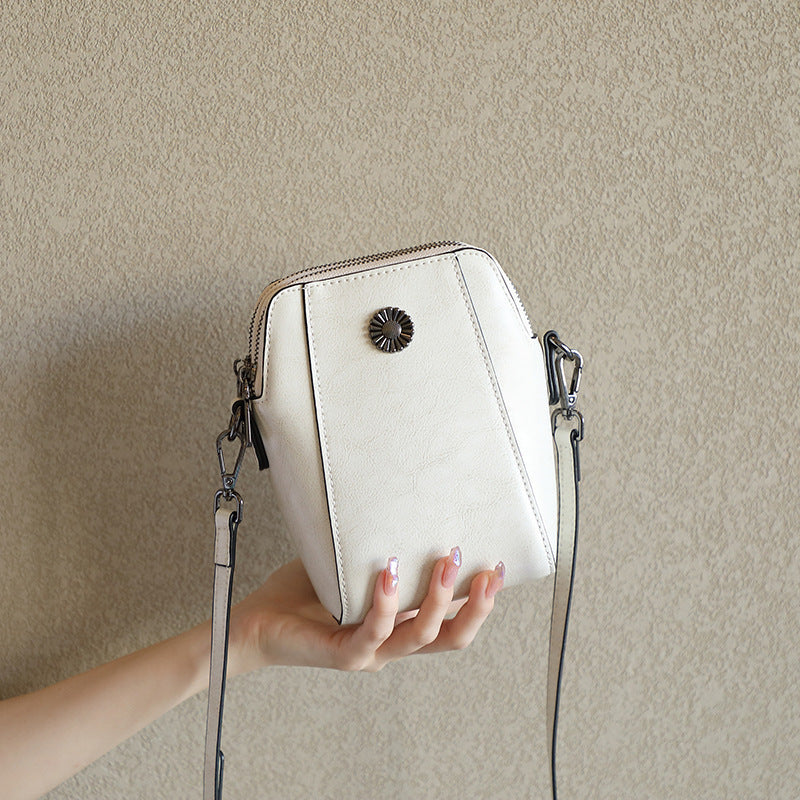 Women's Selected Oil Wax Cowhide Fashion Genuine Crossbody Bags