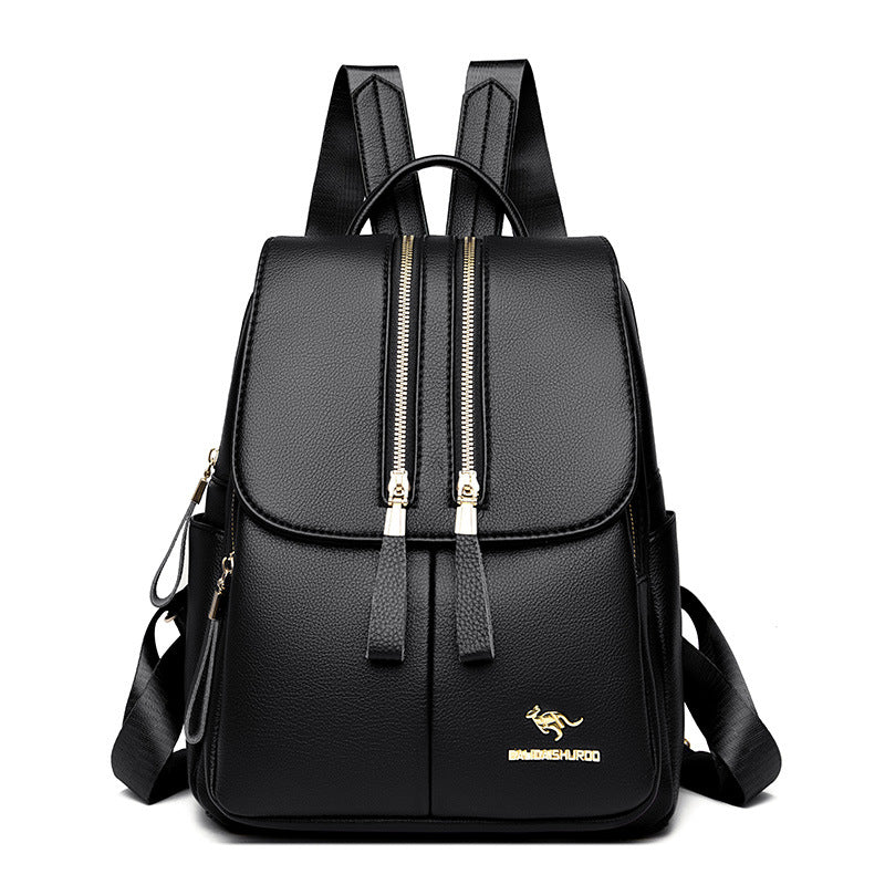 Women's Fashionable Large Capacity Soft Leather Trendy Backpacks