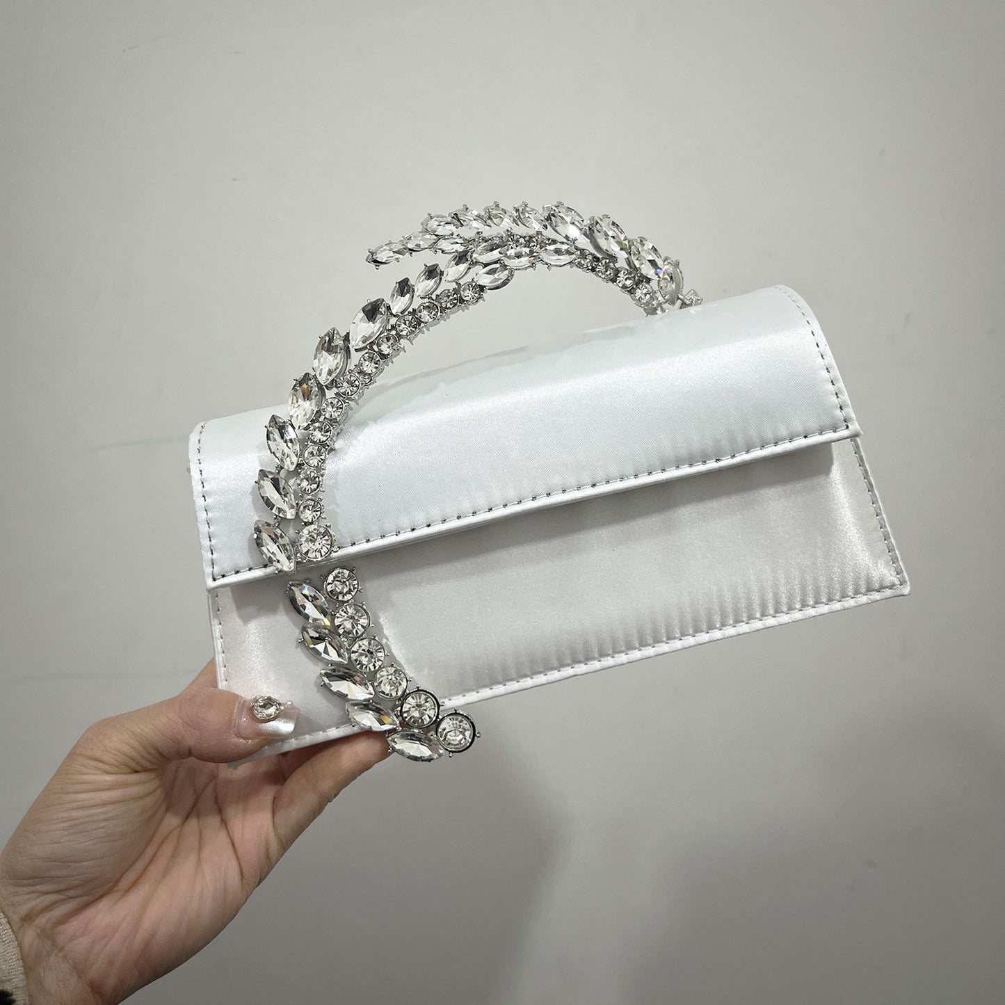 Women's Innovative Rhinestone Diamond Satin Dinner Small Square Bags