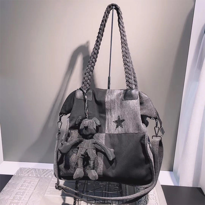 Large Simple Retro Portable Mesh With Crossbody Bags