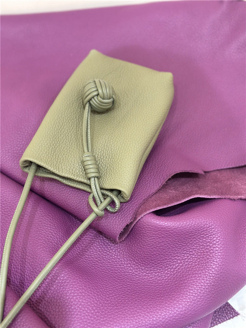 Women's Woven Ball Mobile Leather Mini Simple Phone Bags