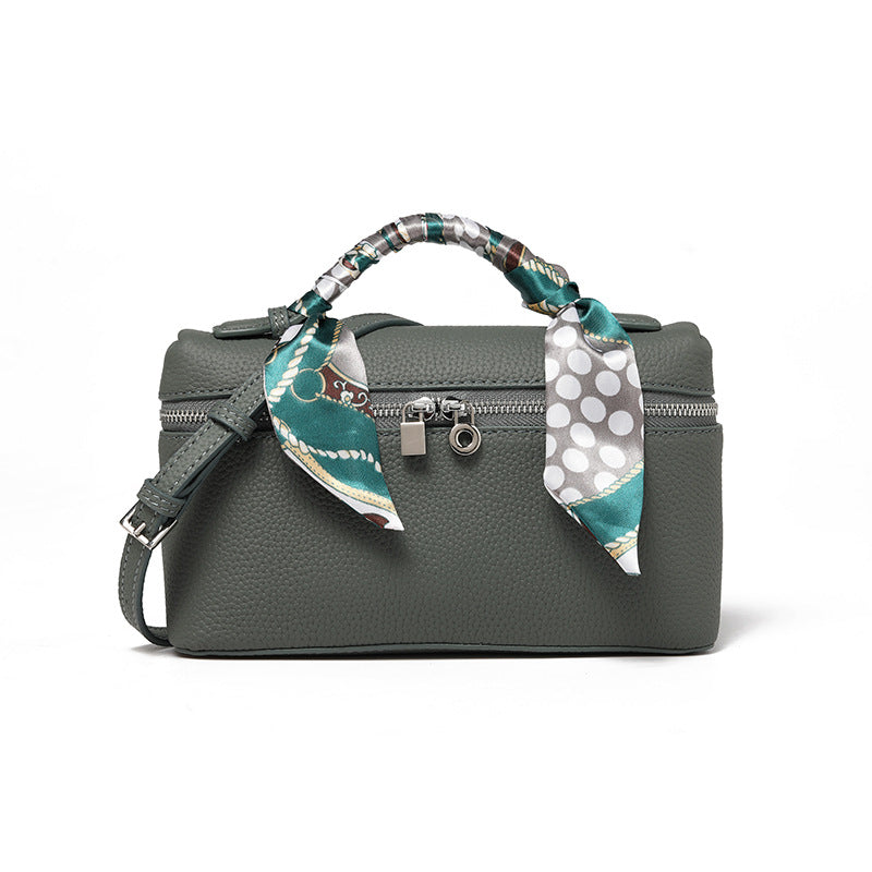 Women's Leather Temperament Lunch Box First Layer Small Square Bags