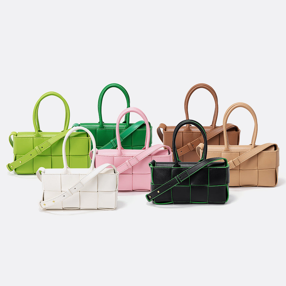 Women's Korean Genuine Leather Woven Design Fashion Bags