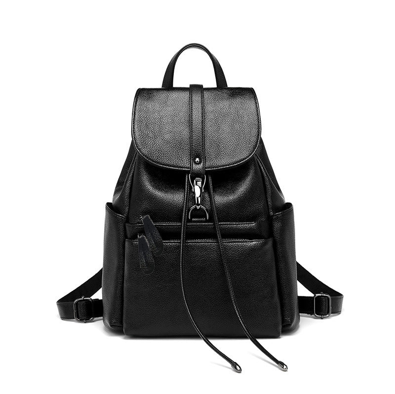 Women's Spring Fashion Cowhide Lychee Pattern Backpacks