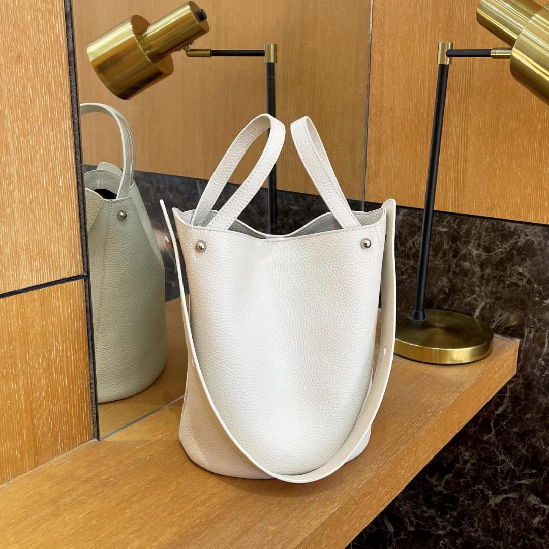 Women's Leather Large Capacity High-grade Top Layer Bucket Bags
