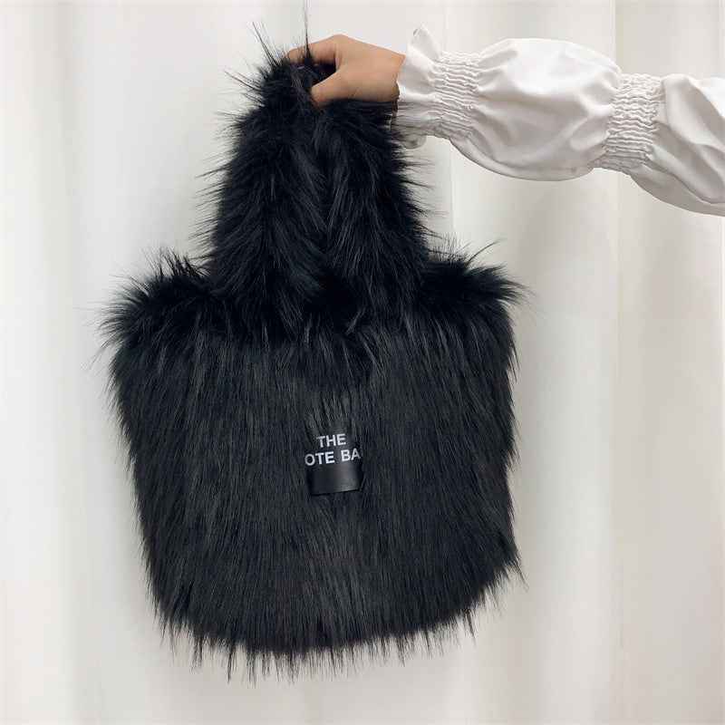 Raccoon Fur Plush Large Capacity Totes Tote Bags