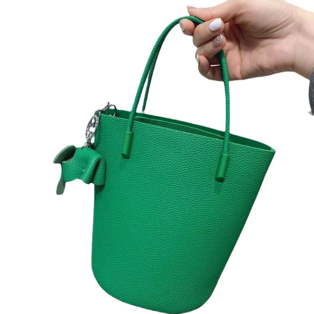 Women's First Layer Cowhide Retro Packet Style Bucket Bags