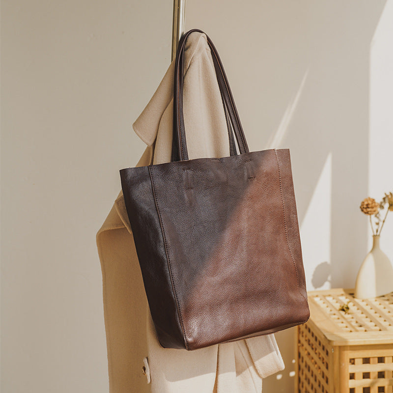 Women's High-grade Genuine Leather Computer Large Capacity Tote Bags