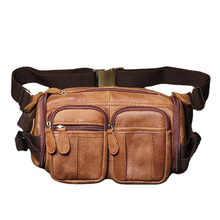 Women's Leather Large Capacity Frosted Cattle Men's Waist Packs
