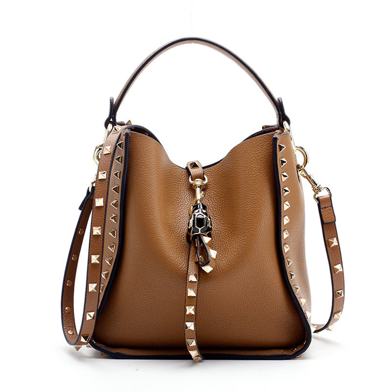 Women's Attractive Genuine Leather Litchi Pattern Shoulder Bags