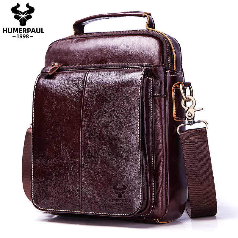 Men's Paul First Layer Cowhide Vertical Design Men's Messenger Bags