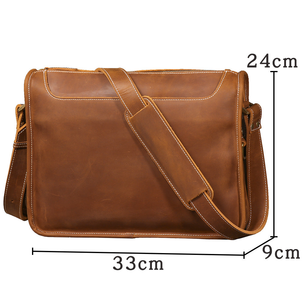 Women's & Men's & Crazy Horse Leather Retro Genuine Men's Shoulder Bags