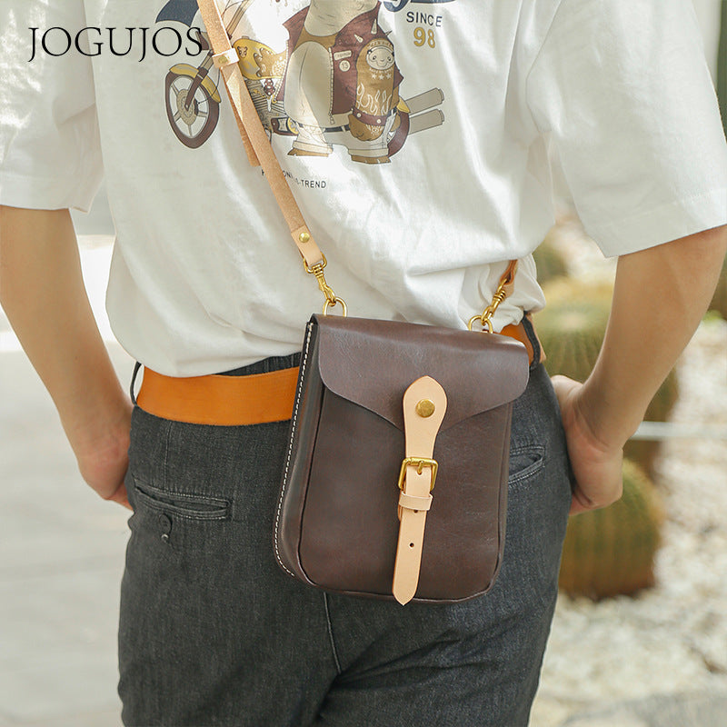First Layer Cowhide Leather Contrast Color Phone Bags