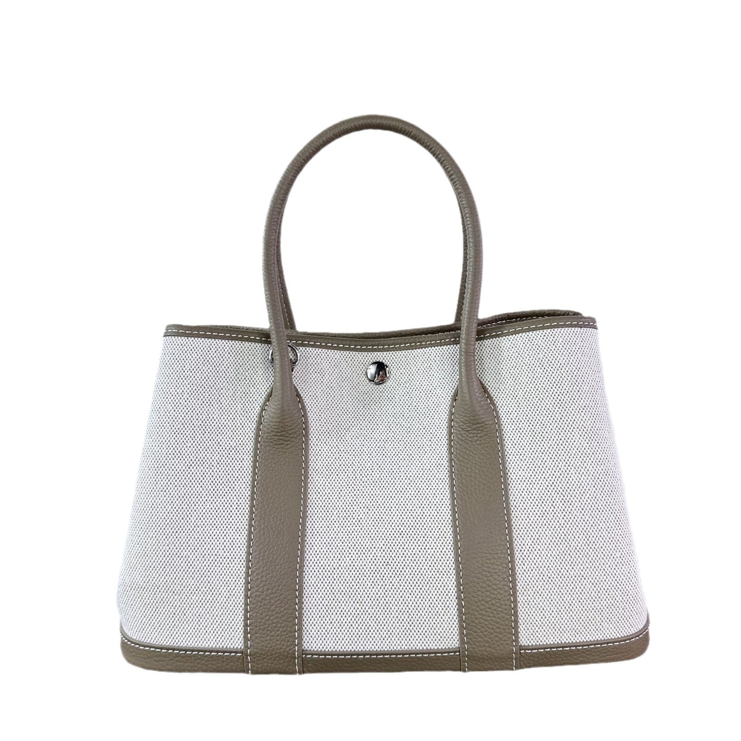 First Layer Cowhide Stitching Canvas Large Bucket Bags