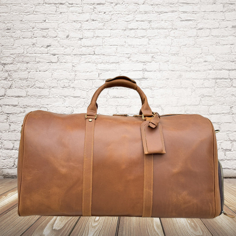 Men's Genuine Leather Oversized With Shoe Compartments Luggage