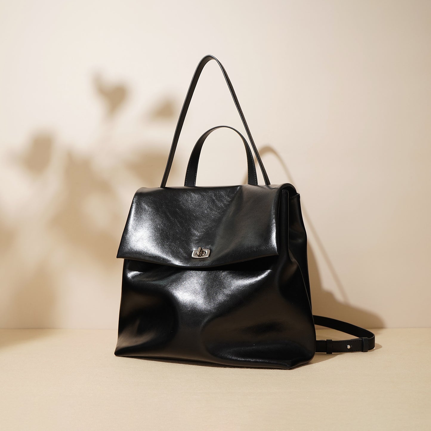 Women's Textured Cowhide Female Solid Color College Backpacks