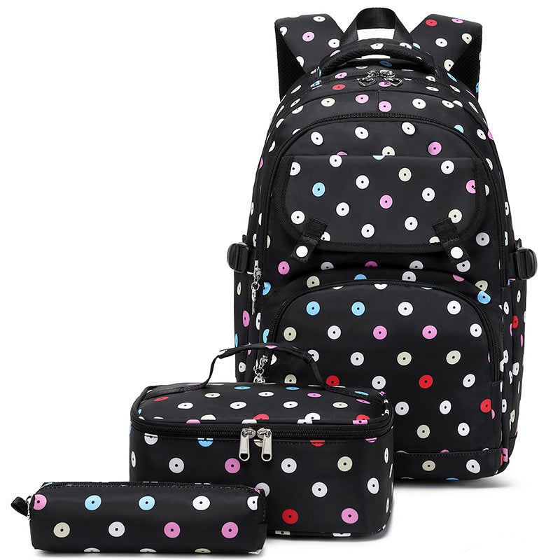 Children's Dot Three-piece Large Capacity Good-looking Printed Elementary School Students' Schoolbags
