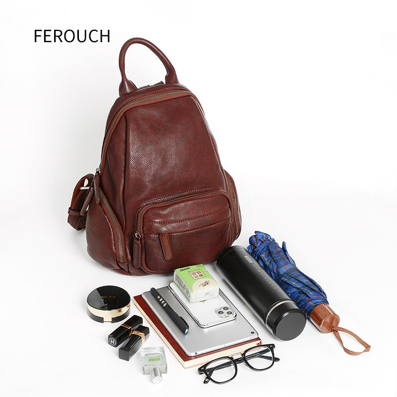 Women's Style Vintage First Layer Cowhide Genuine Backpacks
