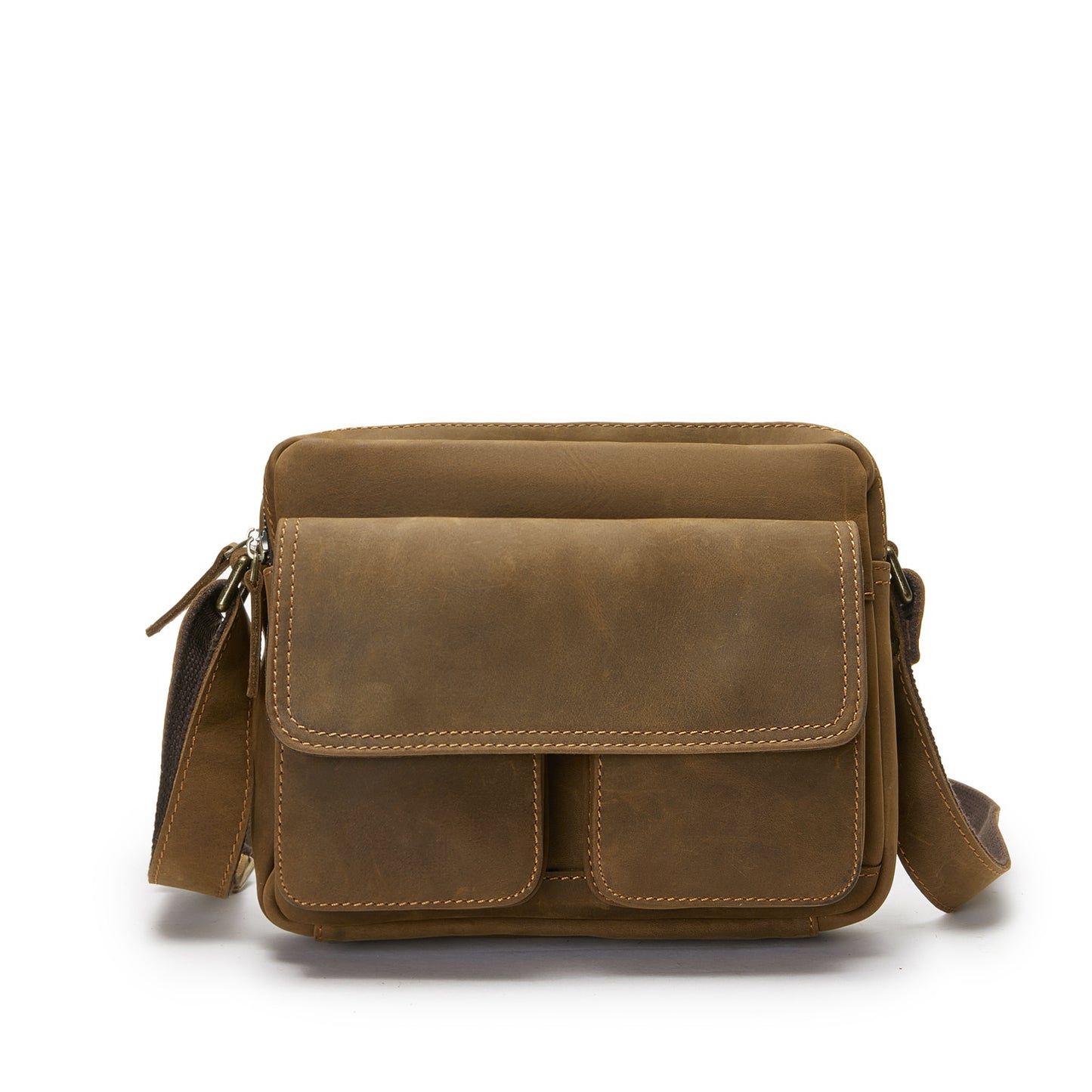 Men's First Layer Cowhide Solid Color Genuine Leather Men's Messenger Bags