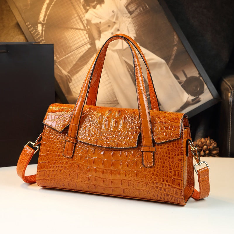 Women's Pillow Genuine Leather Boston Portable Elegant Handbags