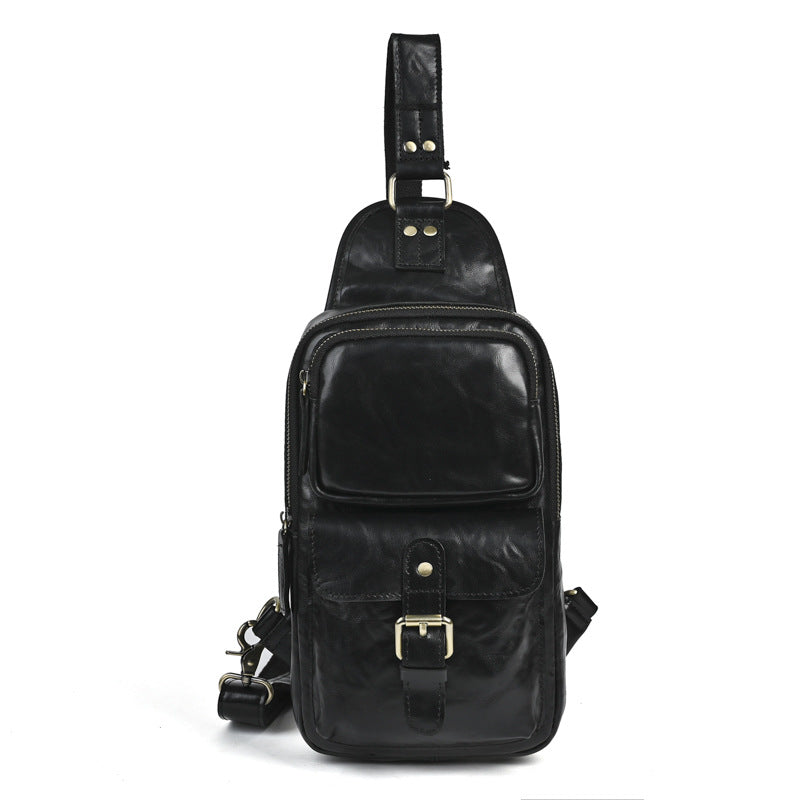 Men's Crazy Horse Leather First Layer Cowhide Men's Chest Bags