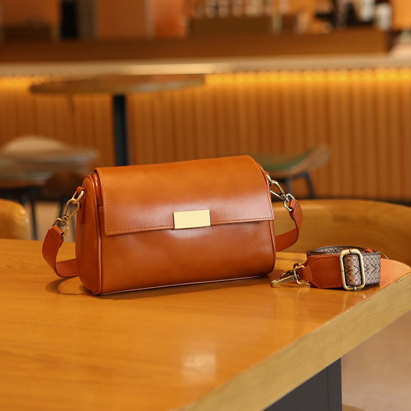 Women's Cowhide Retro Underarm Fashion Advanced Texture Small Square Bags