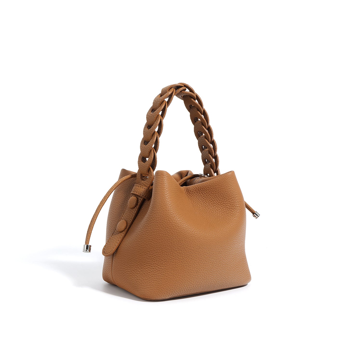 Top Layer Cowhide Autumn Textured Genuine Leather Bucket Bags