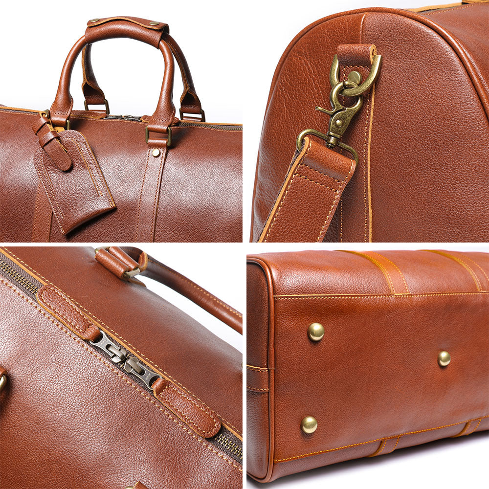 Men's Retro Leather Large Capacity Cowhide Travel Bags