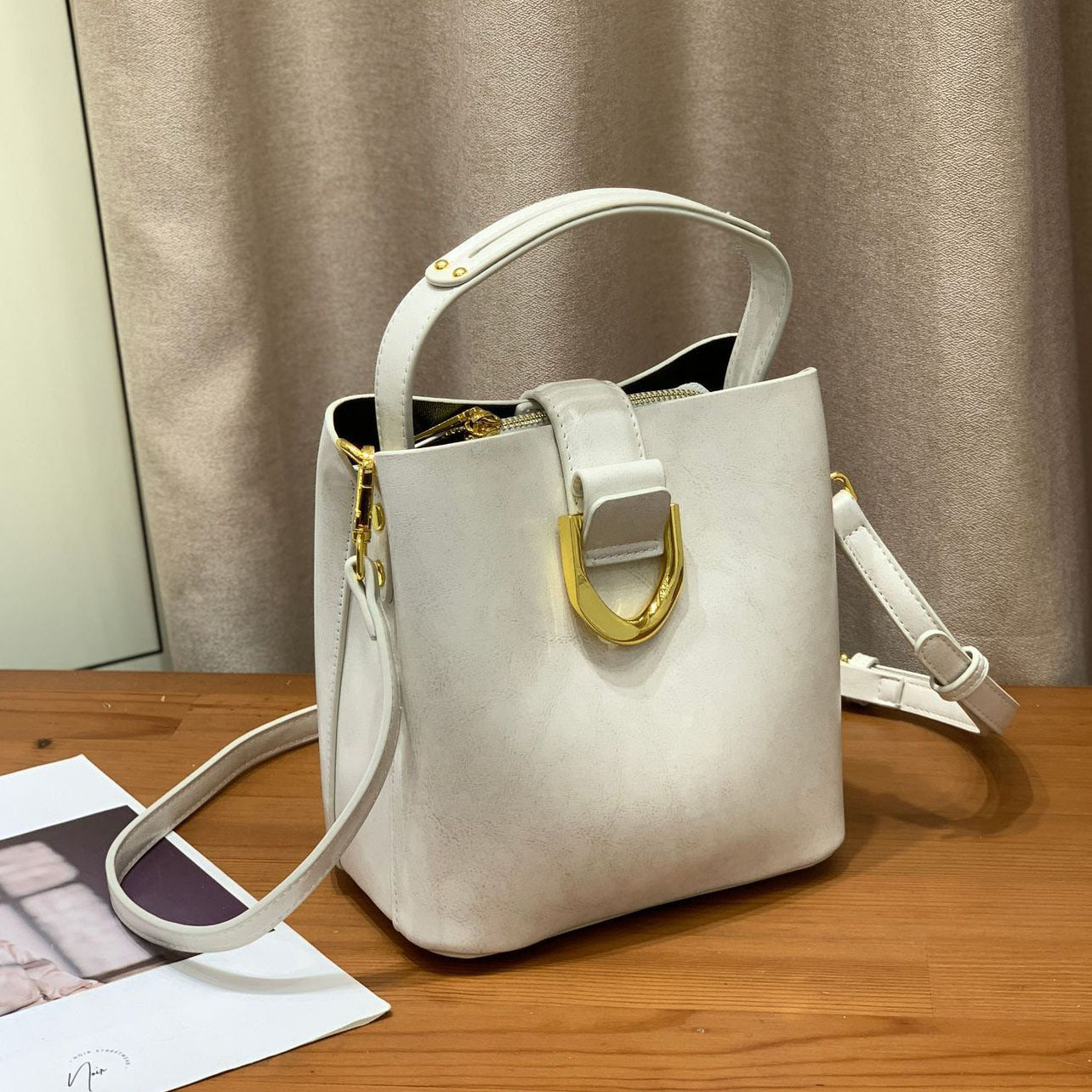 Women's Genuine Leather Commuting Fashion Portable Environmental Bucket Bags