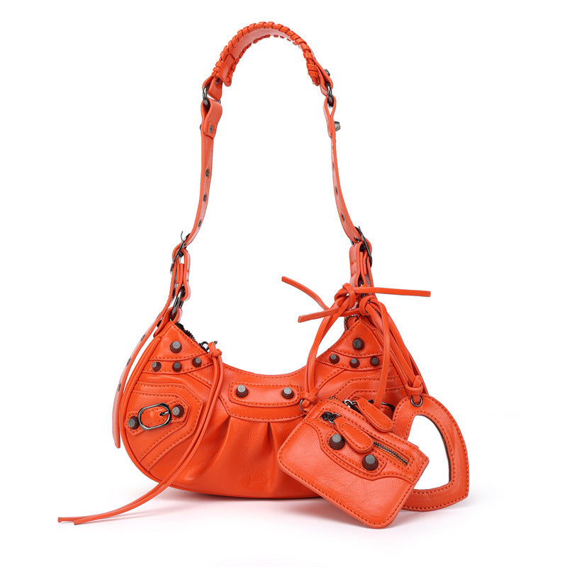 Motorcycle Three-in-one Crocodile Rivet Underarm Selenodont Shoulder Bags