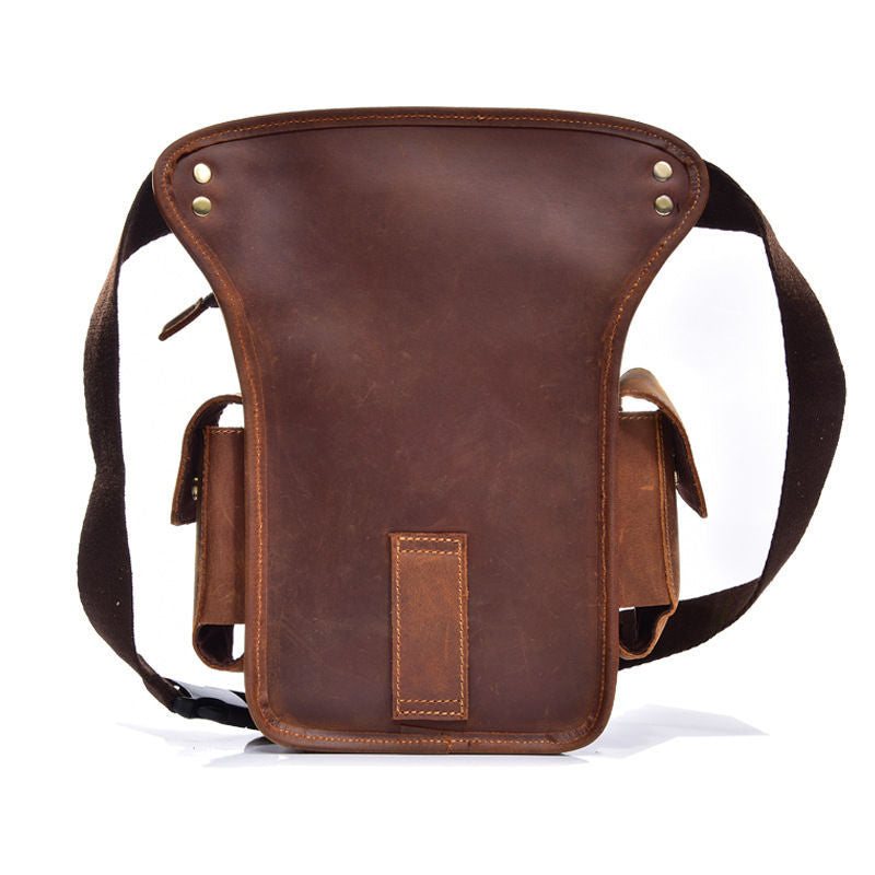Men's Crazy Horse Leather Leggings Toe Cap Layer Men's Waist Packs
