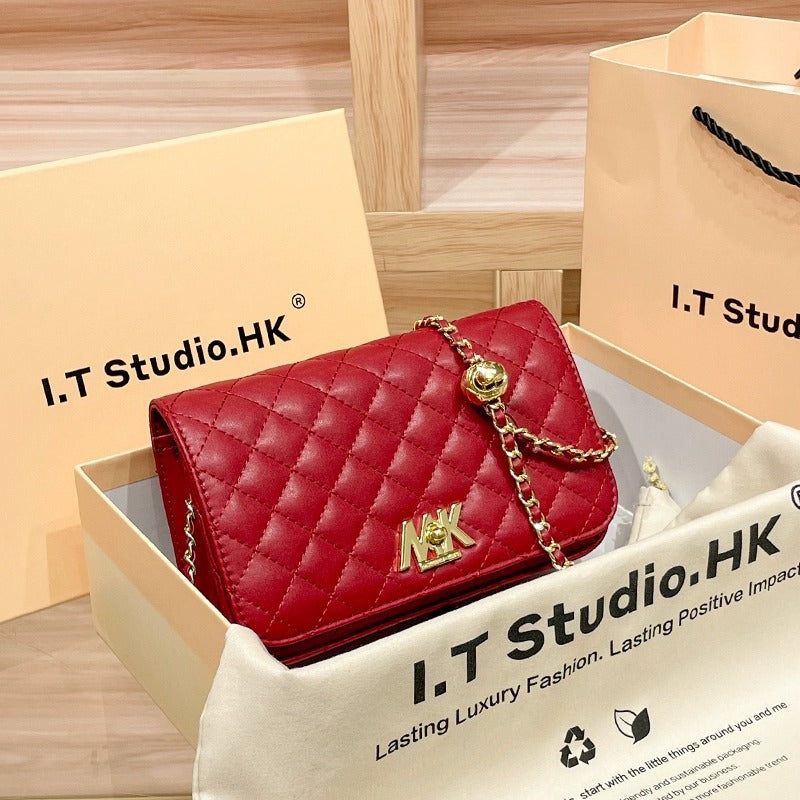 Women's Simple Sheepskin Chain Style Diamond Crossbody Bags