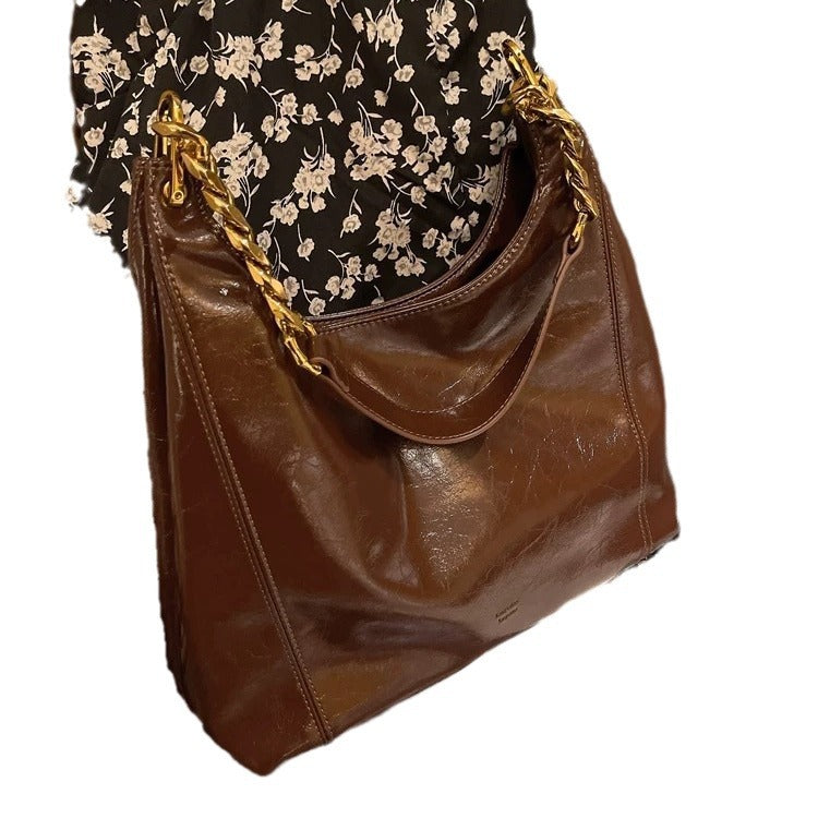 Women's Large Capacity Simple Leisure Chain Retro Crossbody Bags