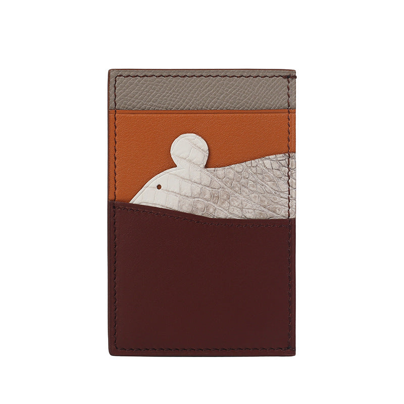 Zodiac Crocodile Sheepskin Hand Sewing Multiple Card Holder