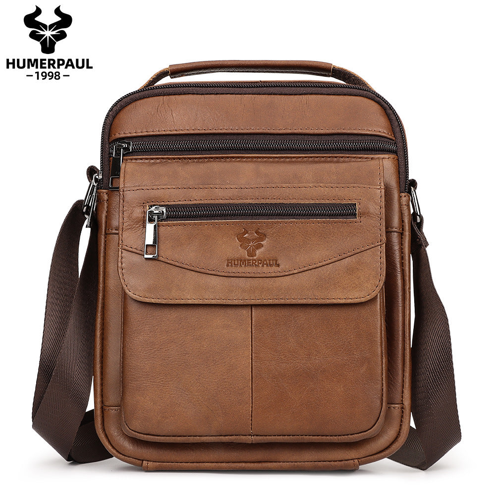 Men's Paul First Layer Cowhide Leather Vertical Men's Shoulder Bags