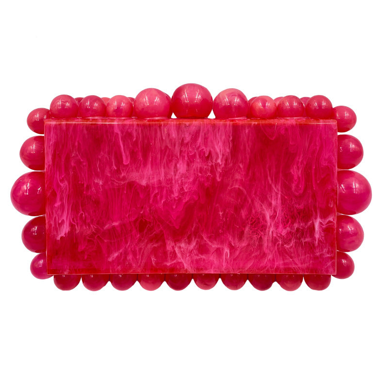 Women's Marbling Acrylic Candy Color Beads One Crossbody Bags