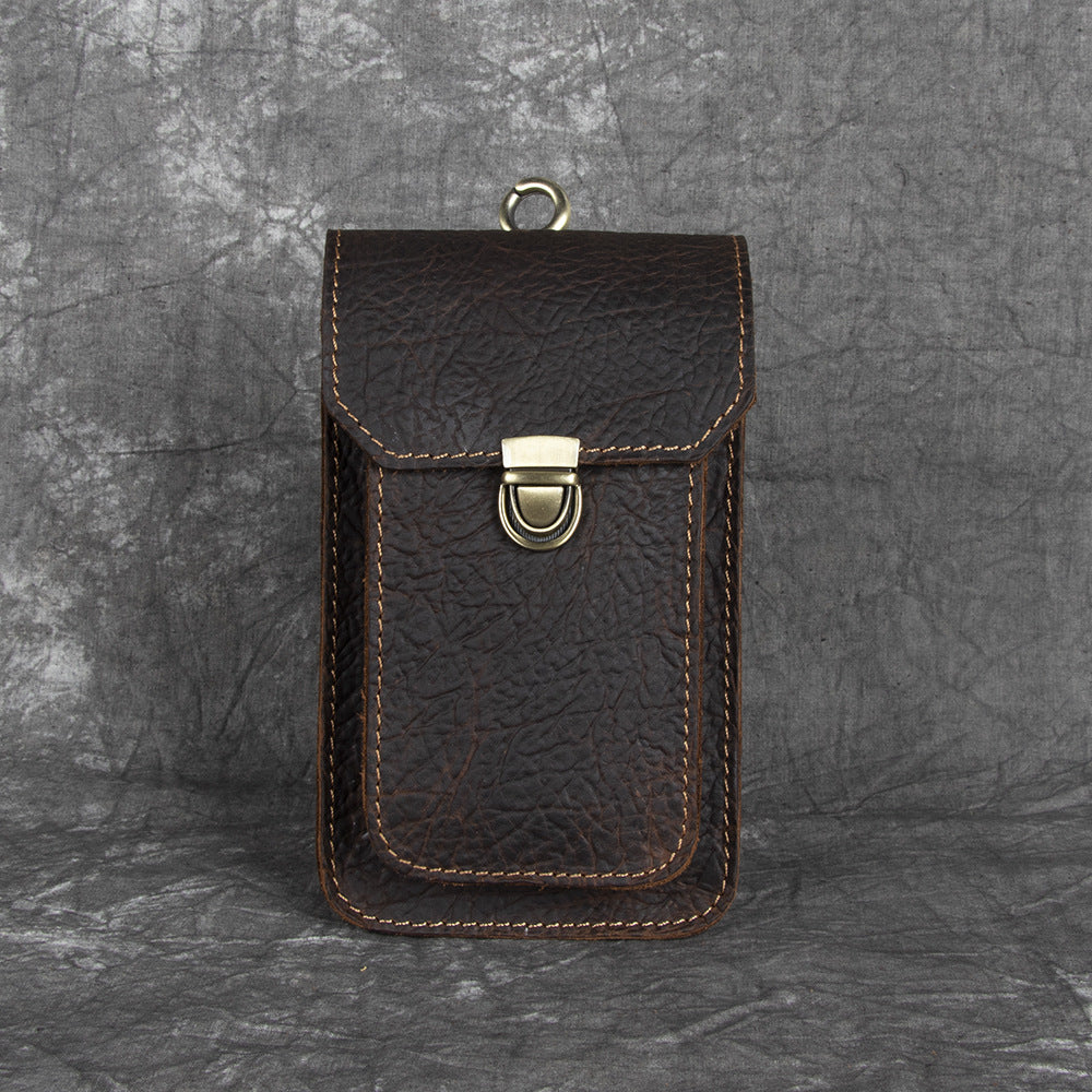 Men's Crazy Horse Leather Inch Mobile Vertical Bags
