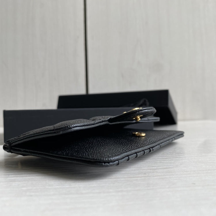 Rhombus Classic Style Genuine Leather Mouth Cover Female Zipper Card Holder