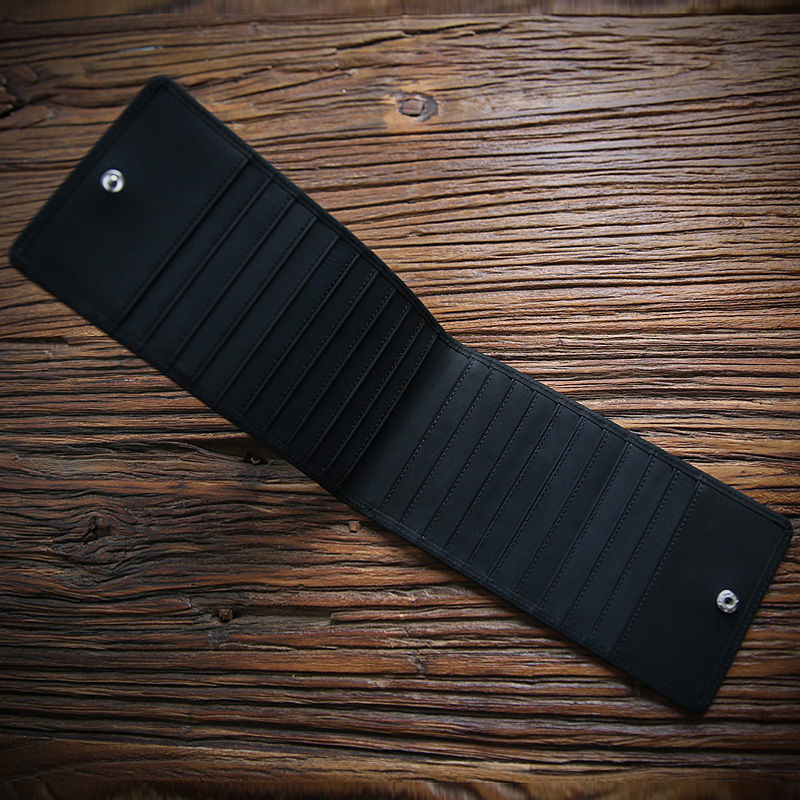 Women's & Men's First Layer Cowhide Multiple Slots Vintage Real Leather Long Card Holder