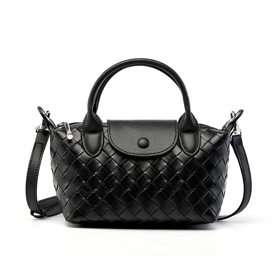 Women's Cowhide Woven Design Dumpling Leather Crossbody Bags