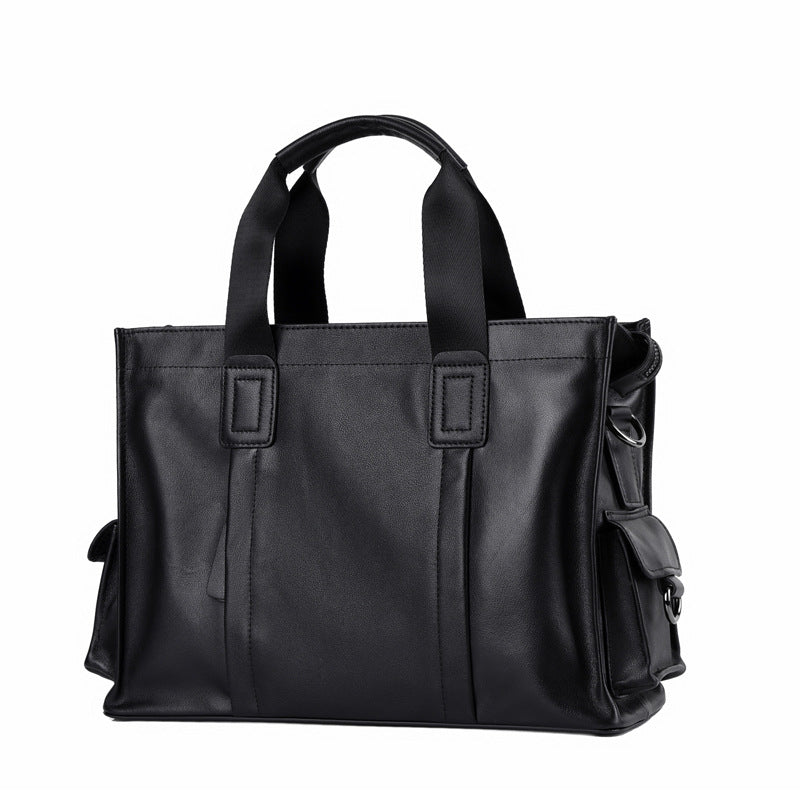 Men's Portable Horizontal Leather Soft Computer High Men's Handbags