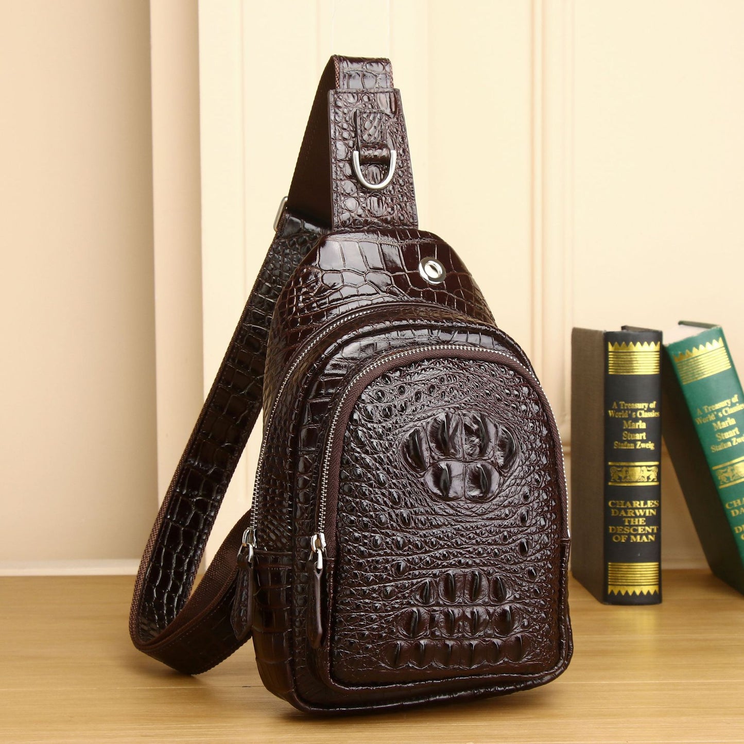 Men's Attractive Crocodile Pattern Large Capacity Men's Chest Bags