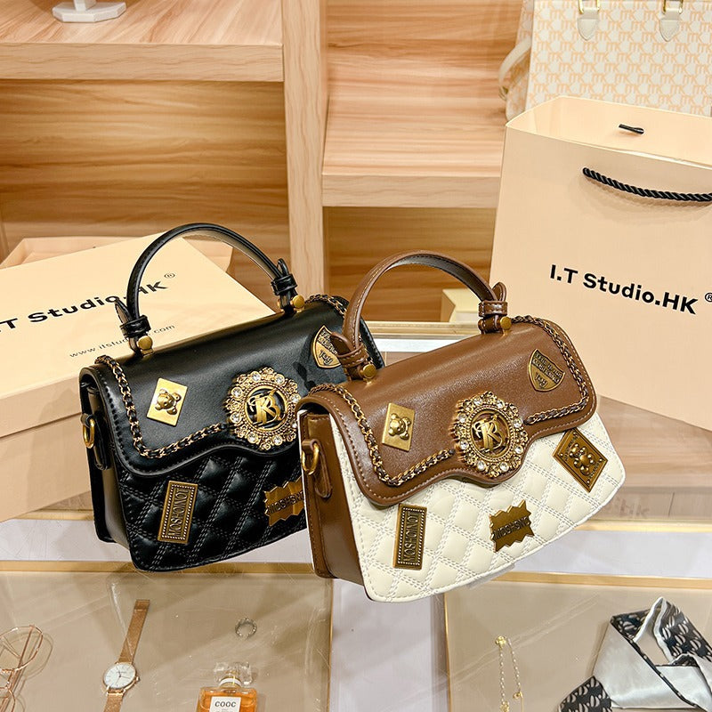 Women's Genuine Leather Simple Fashionable Diamond Quilted Bags
