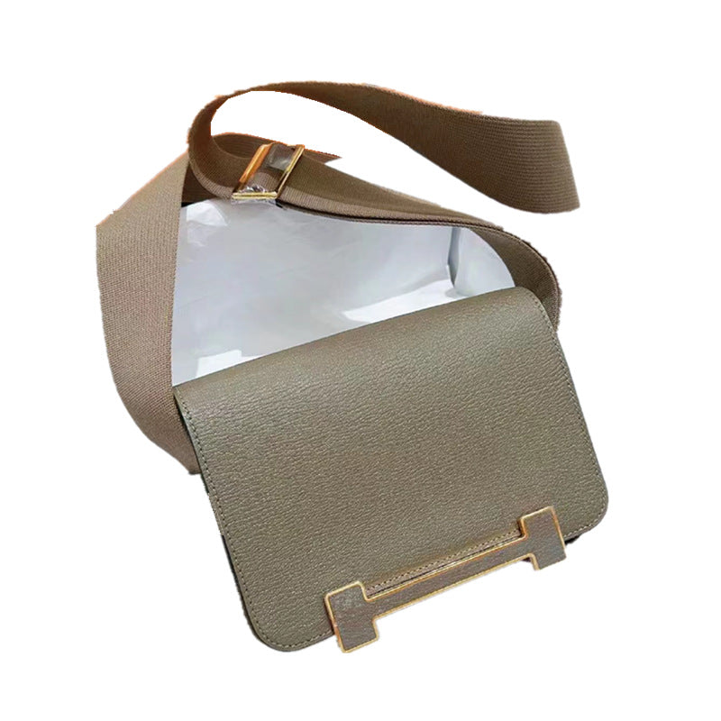 Women's Clogs Genuine Leather Wide Strap Stewardess Small Square Bags