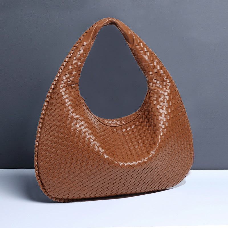 Women's Crescent Woven Large Capacity Simple Croissant Armpit Bags
