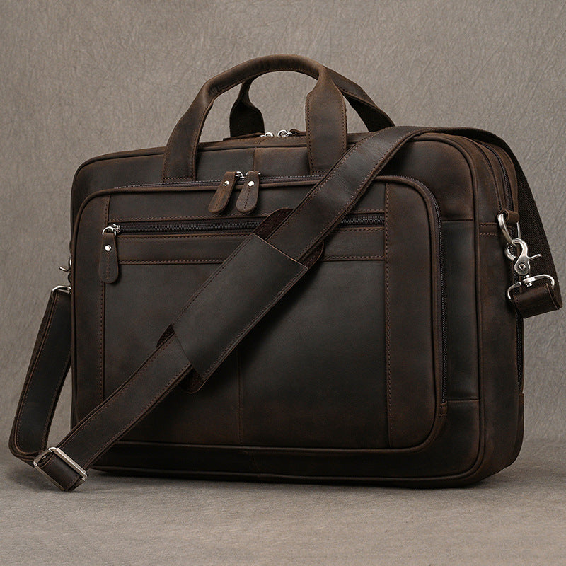Men's Crazy Horse Leather Business Vintage Commuter Men's Handbags