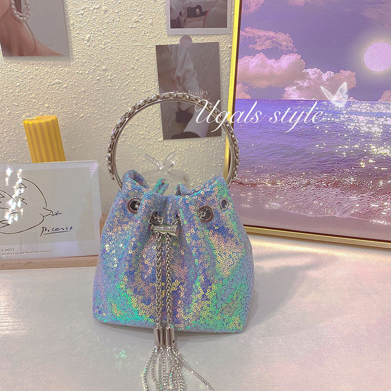 Women's Classic Sequin Chain Tassel Dinner Shoulder Bags