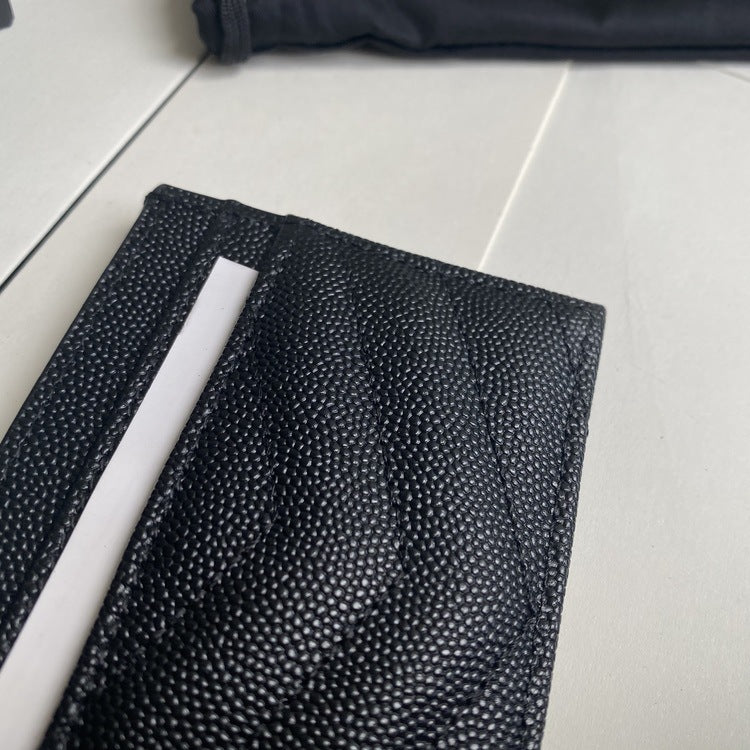 Women's Caviar V Pattern Rhombus Genuine Leather Card Holder