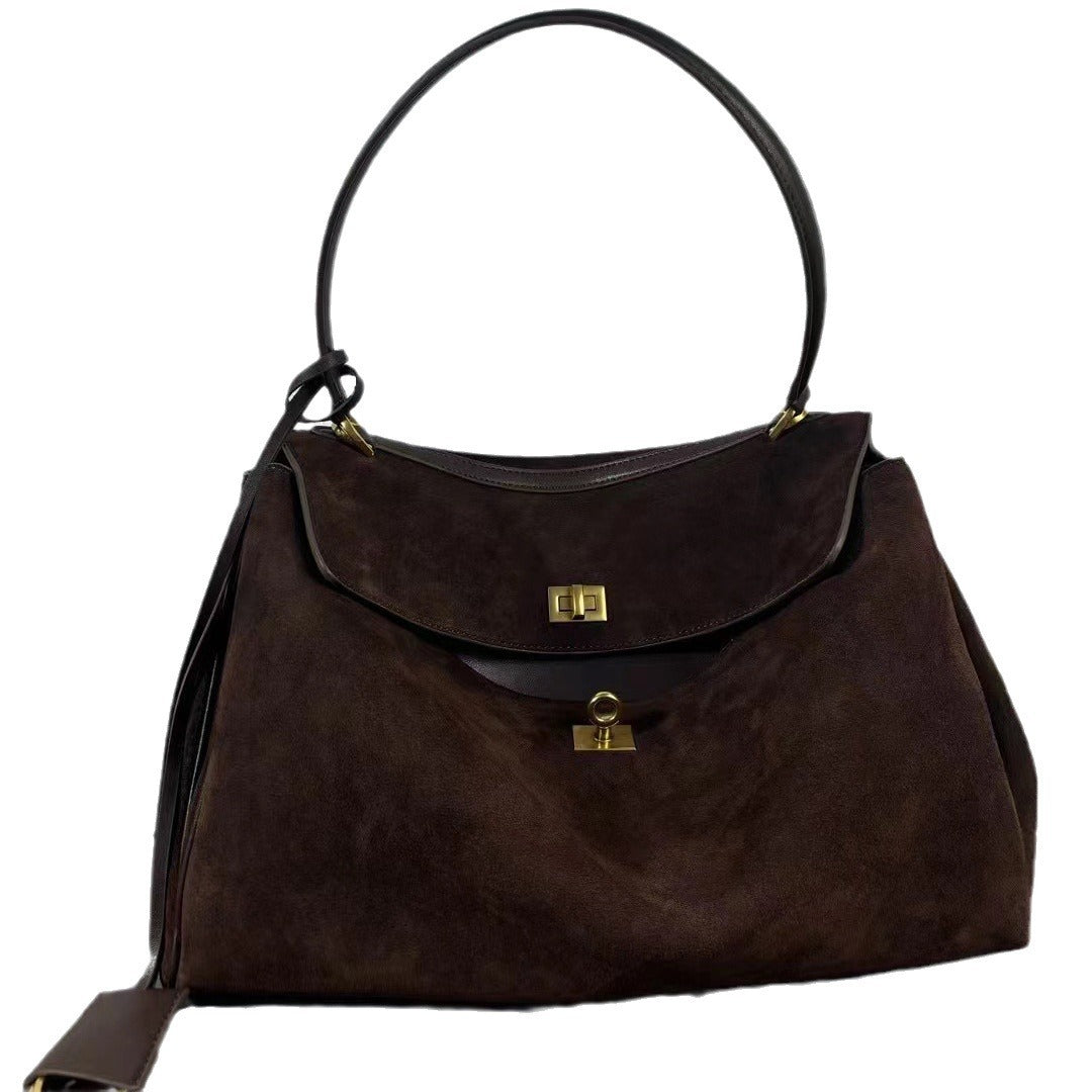 Women's Suede Large Capacity Commuter Portable Underarm Tote Bags