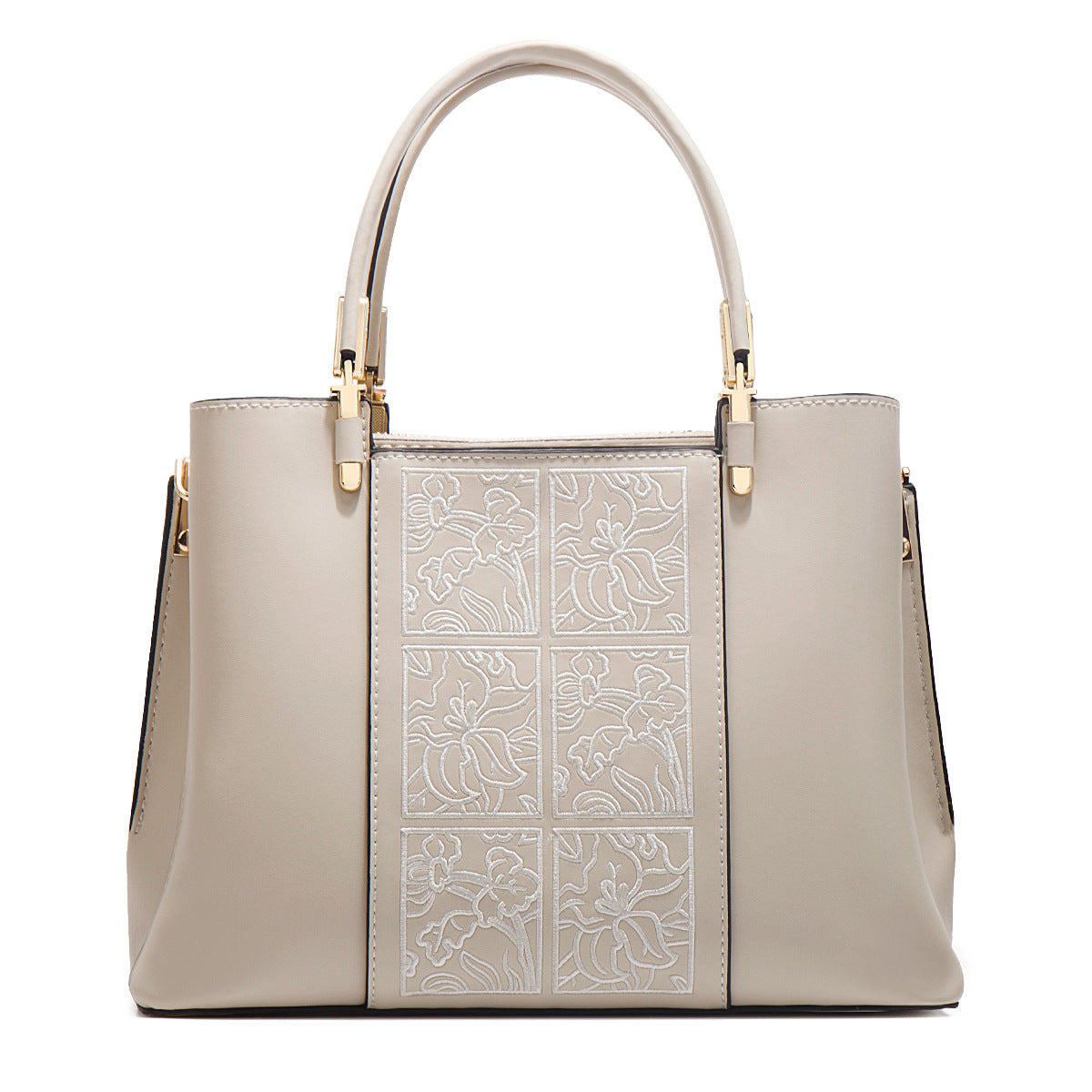 Women's Mother's Day Gift Embroidered Beige Large Handbags